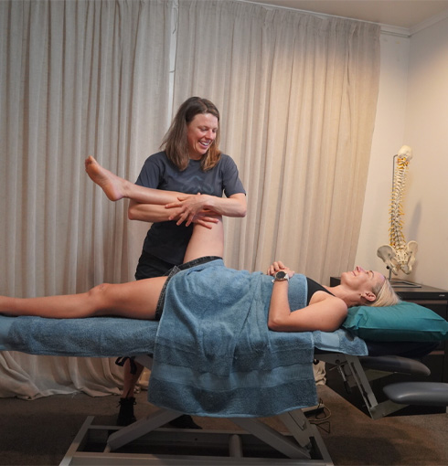 Jane working with a client during an osteopathic treatment